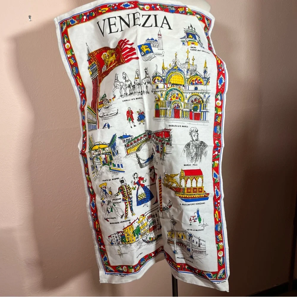 Vintage MCM Venezia Venice Italy souvenir travel Tea towel